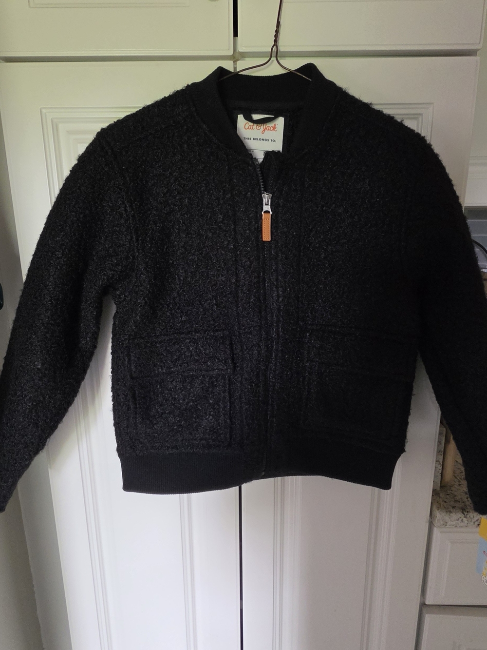 Cat & Jack Kids' Black Bouclé Zip-Up Jacket